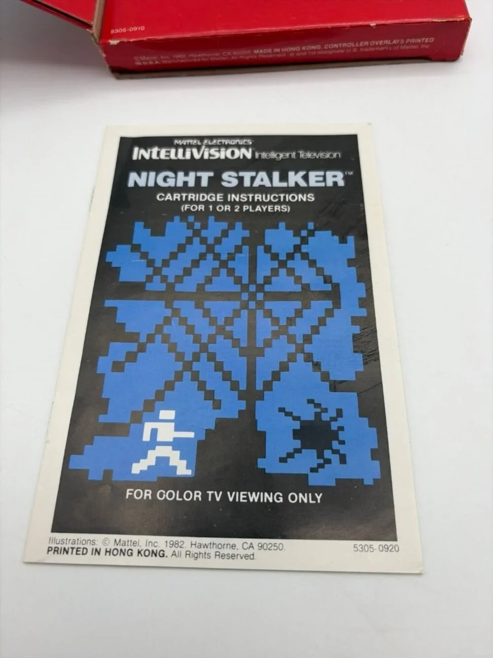 Night Stalker (Mattel Intellivision, 1982) Game Box and Manual Only Tested Works